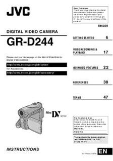 JVC GR D244 manual. Camera Instructions.
